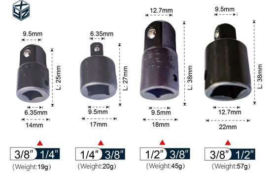 Dauerhafte 1/2&quot; schwarze Steckdose Adapter und Reduktor mit CRV-Material