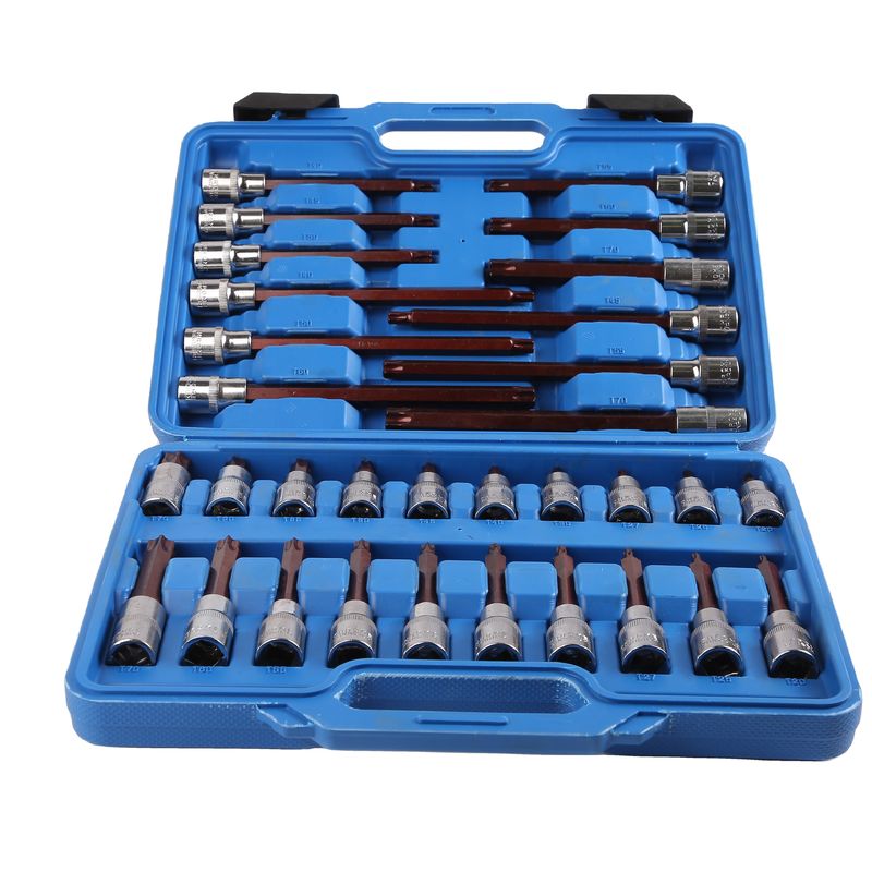 S2-Material angepasst 32 Stück T-Typ Bit Socket Set 55 mm bis 200 mm
