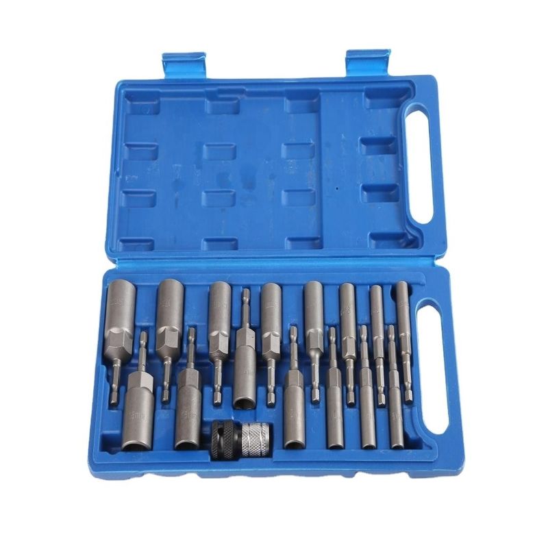 Allgemeine Deep 16pcs Hand elektronische Werkzeugset mit CRV Material H5.5 bis H19MM Nuss Antrieb